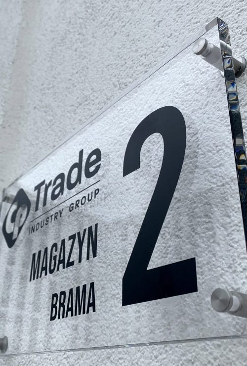 Tabliczki info, pleksi 12 mm, rotule ze stali nierdzewnej